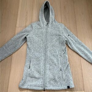 LL Bean Jacket Hoodie Better Sweater Fleece Zip Longline Coat Tunic Pewter MED